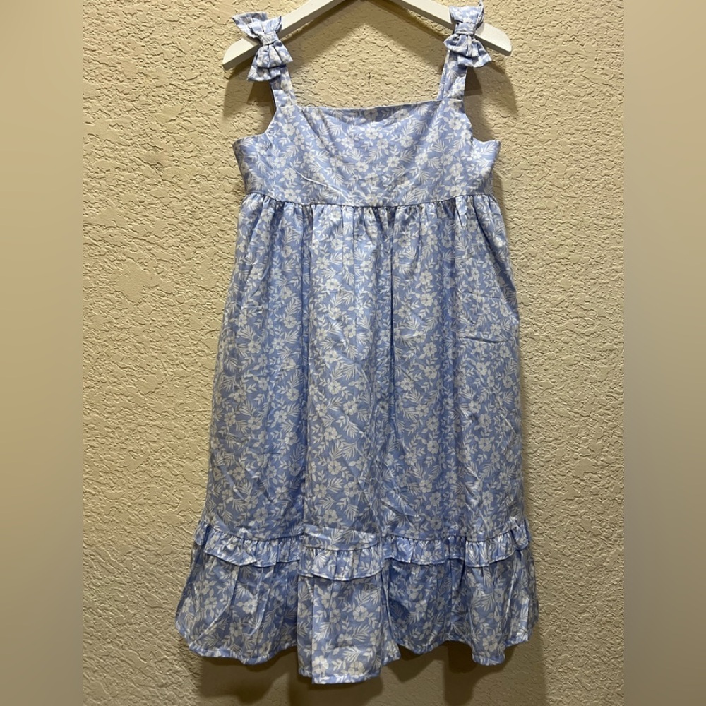 Janie and Jack girls summer dress size 12 blue/white floral print